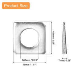 uxcell 3pcs Beveled Square Washers M20x40x7 Stainless Steel Missing Angle Flat Gasket for Channel Steel Wedge Shaped Washers for Shim Leveling
