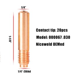 .030 Nozzle Contact Tip Diffuser Kit & Flux Core Gasless Nozzle Compatible with Miller Millermatic Welder 135 140 175 211,Gun M10/M15,Hobart Handler 120 125 135 140 175 180 187 190,Gun H-9/H10
