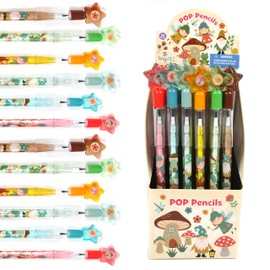 TINYMILLS 24 Pcs Garden Fairy Mushroom Stackable Pencil Assortment with Eraser for Party Favors Goodie Bag Stuffers VBS Classroom Rewards Carnival Prize Tea Party Fairies Party