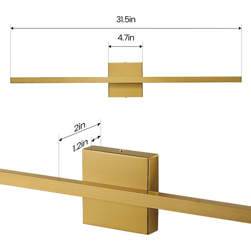 Epinl Gold Vanity Lights for Bathroom - 31.5 inch Brushed