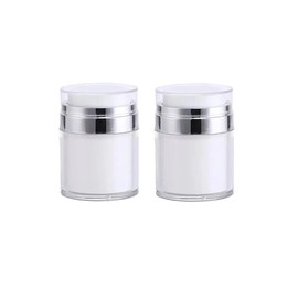 JIHUOO Pack of 2 30 g Acrylic Pump Cans Empty Lotion Cans Refillable Cosmetic Container Cream Jar Travel Dispenser Bottle