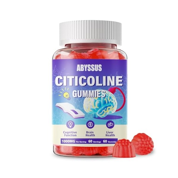 ABYSSUS CDP Choline Gummies 1000mg, High Potency Citicoline Supplements, Cognitive