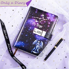 Dzhzal Diary with Lock, Starry Sky Journal for Boys Girls Women Lockable Leather Constellation Diary with Gifts Box, Personal Secret Locking Refillable A5 Notebooks 8.5 X 5.9"