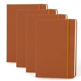 Simply Genius A5 Dotted Notebooks for Work, Travel, Business, School & More - Hardcover Journals for Writing - Grid Notebook for Men & Women - 192 pages, 5.7" x 8.4" (Brown, 4 Pack)