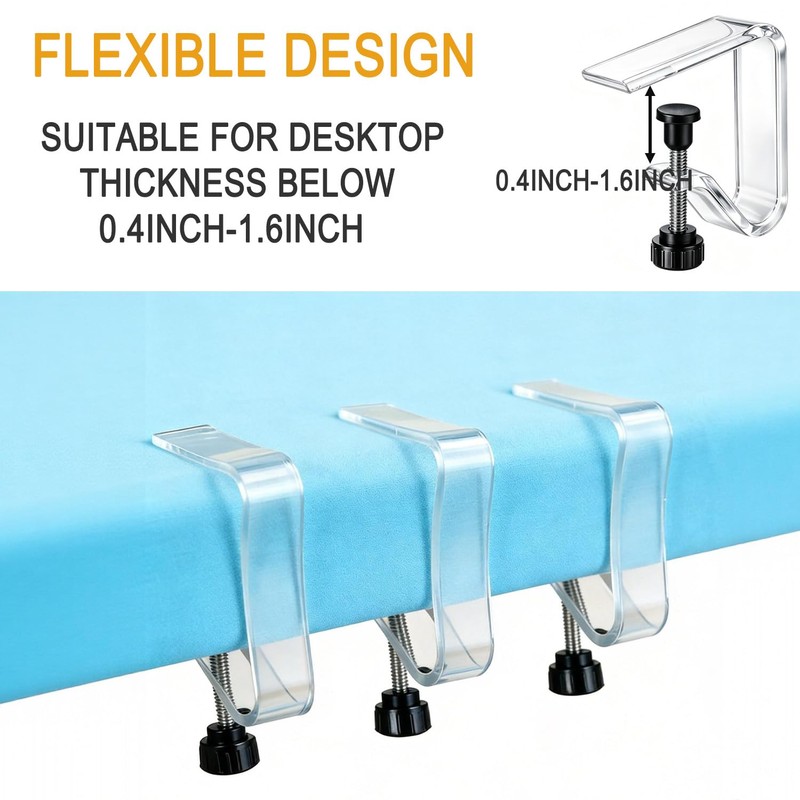 12 Pieces Clear Tablecloth Clips, Adjustable Plastic Table Cover Holders,