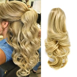 Ponytails For Women,Hair Extensions Ponytail Fake Clip Ponytails Extension Hair pieces Clip in Claw Hair Extension Natural Looking Synthetic Hairpiece for Women Wavy Synthetic Fluffy¬ Tangled Curly Hair Claw Girls Blonde Black Brown (14", 24-613# Sandy B