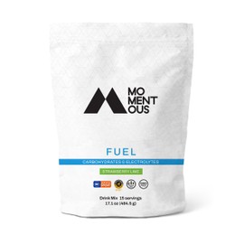 Momentous Fuel, Intra-Workout Carbs & Electrolyte, 28g of Carbs per Serving, 15 Serving Bag, Strawberry Lime