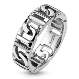 Tapsi´s Coolbodyart® Stainless Steel Silver Ring 7mm Wide D Chain Pattern Available Sizes J - Z, Stainless Steel