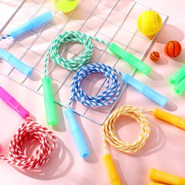 Aoriher 80 Pcs Jump Rope Bulk 7.87 ft Adjustable Stripe Ropes Skipping Rope for Kids Outdoor Exercise Fitness Equipment for Back to School Class Playground Activities Set, 4 Colors