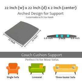 weosz Couch Cushion Supports 22'' x 22'' Sofa Supports for Sagging Seats Supporters Under The Saggy Pads 40D Firmer Foam Lifters for Saggy Couch (Grey (Set of 2), 22 Inch * 22 Inch)