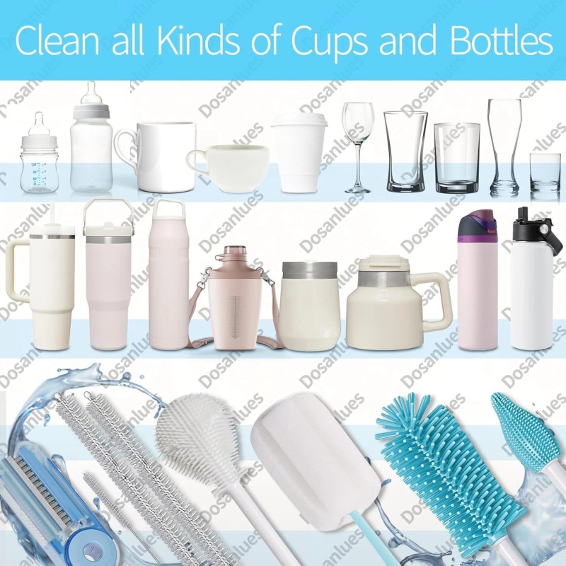 Dosanlues 8Pcs Water Bottle Cleaner Brush - Multipurpose Cup Kit