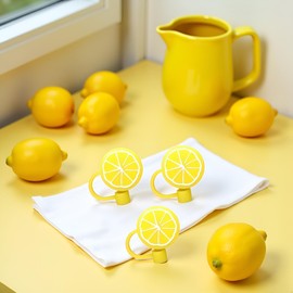 3Pcs Yellow lemon Straw Cover Cap Reusable Silicone Straw Toppers Drinking Straw Tips Lids Drinking Dust Cap for 6-8 mm Cute Straws Plugs Straw Cover Disposable Drinking Straws Kitchen Accessories