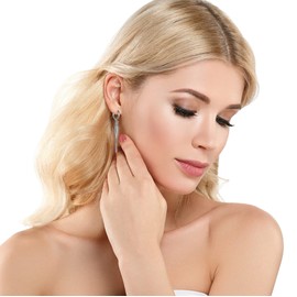 JewelryWe 3Pairs Dangling Earrings Set Chic Key Lock Charm Feather Drop Dangly Earrings for Men Women