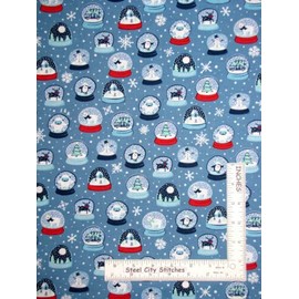 FlashPhoenix Quality Sewing Fabric –Christmas Snow Globes Snowflake Snow Deer 100% Cotton Fabric QT Twinkle by The Yard 36x44