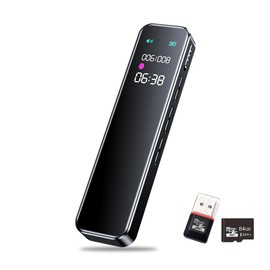 OSKOE Voice Recorder (2024 New Edition, 64 GB Large Capacity) Small IC Recorder, 3072 kbps Sound Quality, 38 Hours of Continuous Use, Long Time Recording, Compact, Recording Machine, One-Button