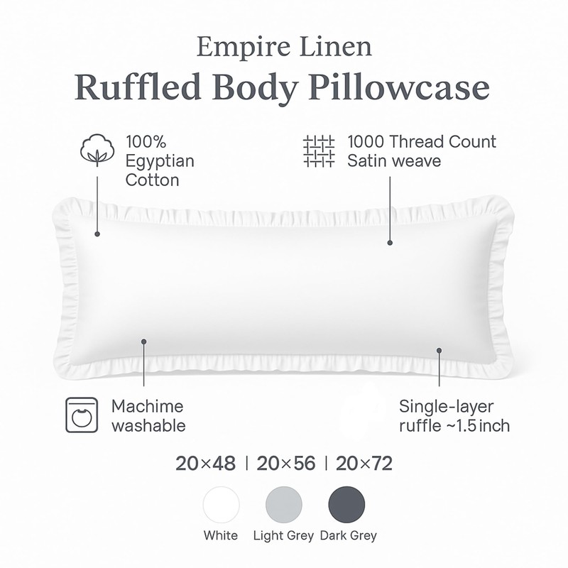 Empire Linen | Ruffled Body Pillowcase | Cotton Satin Weave