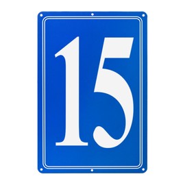M METERXITY Aluminum Number Sign 15, 11.8 Inch House Numbers and Metal Letters, Parking Spot Letter Signs, Metal Letter Wall Decor for Garden/Door/Mailbox [White Text On Blue]