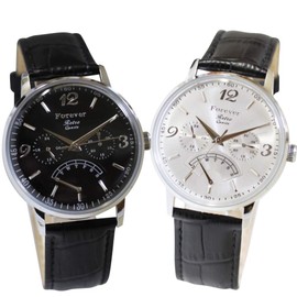 Pair price [2021 new model] Antique pair watch is newly introduced! Unisex model [Enjoy pairing with your loved one] Pair Watch FOREVER Retro Quartz FG-2030-Pai Leather Strap, SV-SV & SV-BK, Antique,