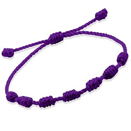 PHITECUS Bracelet 7 knots for protection, Evil Eye and Good Luck. Buddisth String. Thread/Amulet for prosperity and success. Talisman for Womens, Mens, Girls, Boys. Cord Adjustable. (Purple)