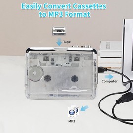 Generic Cassette Tape Player, USB Cassette to MP3 Converter, Portable Cassettes Player Recorder Converter with Earphone, Volume Control & Auto Reverse for PC, Laptops and Computers