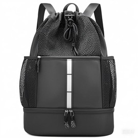 EASEITGO Drawstring Backpack with Shoe Compartment and Wet Pocket, Gym Bag for Women Men, Water-Resistant 30L Gym Sports Backpack for Beach Swim Travel Workout