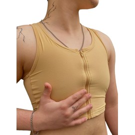 Wonababi Chest Binder Corsets, Sports Trans Binder with Zipper Binder FTM Breast Binder Bra Corset, with 10 pcs Free Stickers