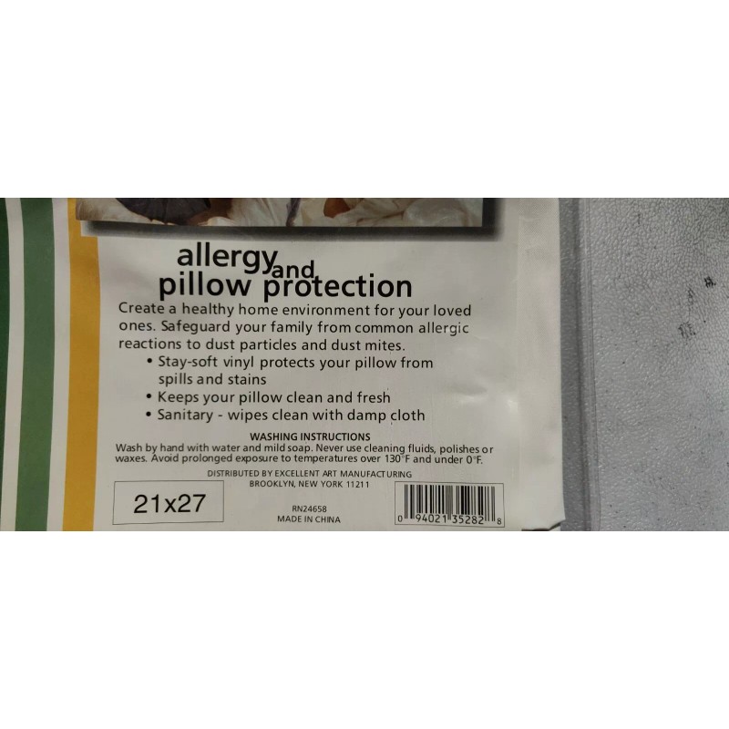 NIGHT WATCH DUST FREE SOFT VINYL PILLOW PROTECTOR WITH ZIPPER