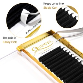 Easy Fan Lashes 0.12D Curl 14mm QUEWEL Easy Fan Russian Lashes 2D-20D Volume Lash Extensions Self Fanning Eyelash Extensions Easy Fan Volume Lashes Automatic Blooming (0.12D 14mm)