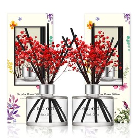 COCODOR Preserved Real Flower Reed Diffuser/Black Cherry / 6.7oz(200ml) / 2 Pack/Reed Diffuser Set, Oil Diffuser & Reed Diffuser Sticks, Home Decor & Office Decor, Fragrance and Gifts