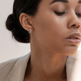 SWEETV 925 Sterling Silver Post Small Hoop Earrings,Hypoallergenic Rhinestone Huggie Earrings for Women,Cubic Zirconia Tiny Cartilage Crystal Earrings-suitable for ages 15+,10mm,Silver