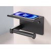Wall-Mounted Toilet Paper Holder with Shelf – Black Stainless Steel