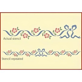 Wild Rose Bow Border Stencil Template 18.2" x 3.25 for Walls, Furniture, Fabric & Crafts – Reusable Mylar Floral Border Stencil for DIY Home Décor, Painting & Art Projects – The Artful Stencil