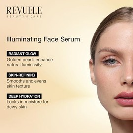 REVUELE Suero facial iluminador – 1 onza líquida | Vitamina C + niacinamida + ácido hialurónico para una piel más radiante, hidratación y más suave