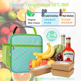ProCattle Reusable Lunch Box for Men Boys, Small Lunch Bag for Teen/Man/Adult/Student Reusable Portable Lunchbox for Work Office School Picnic- Mermaid