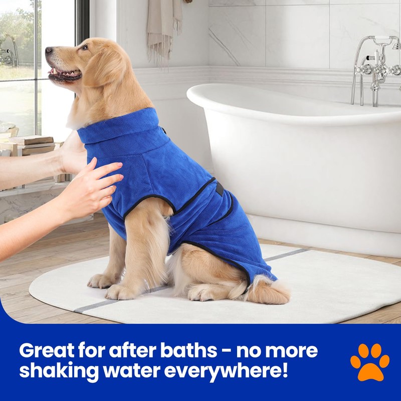 HAPPY HACHI Microfibre Dog Bathrobe with Adjustable Straps Dog Bathrobe