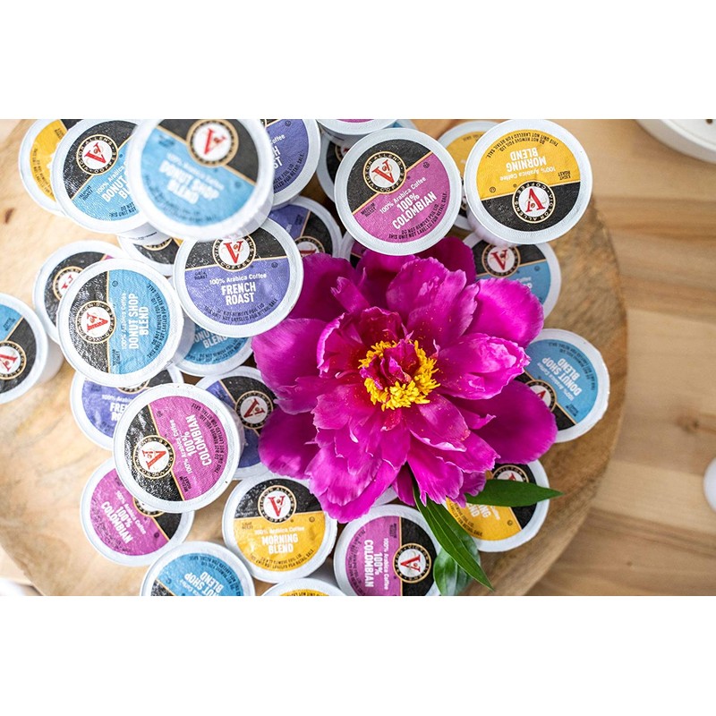 Donut Shop, Morning Blend, 100% Colombian, and French Roast Variety