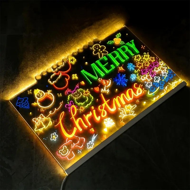 LED Message Board 7 Colors Pen,Acrylic Erase Board with Light,Glowing
