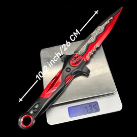 crafthand Game Weapon New Version Metal 10.2'' VCT Knife Most Accurate Replica Cosplay Prop Collection Knife Desktop Display Decoration (Red)