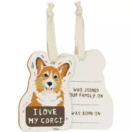 I Love My CORGI Christmas Ornament with Fabric Hanger