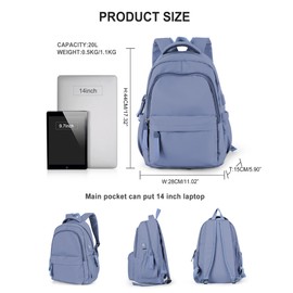 winspansy Simple Cute Backpack for Women Men Waterproof College Bag fit 14 Inch Laptop with USB Charging Port,Violet
