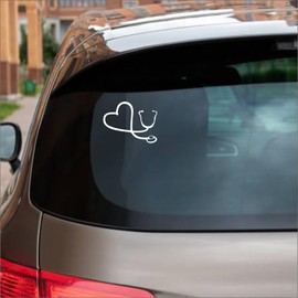 GS Heart Stethoscope Nurse Sticker - 5.5 Inch White Car Decal for Vehicles, Bumpers, Laptops, and More