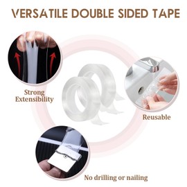 2 PCS Double Sided Tape Heavy Duty, Strong Nano Mounting Tape Extra Large, Caulk Strip Tape Clear, Waterproof Sealing Tape with Sealing Tool and Scissor for Kitchen Cooktop Sink Bathtub (3*300CM)
