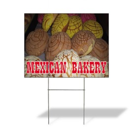 Fastasticdeals Weatherproof Yard Sign Mexican Bakery Advertising Printing C Brown Lawn Garden 24x18 Inches 2 Sides Print