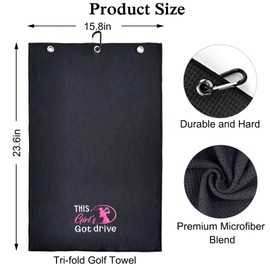 DYJYBMY This Girl's Got Drive Funny Golf Towel, Embroidered Golf Towels for Golf Bags with Clip, Woman’s Golf Accessories, Mother's Day Birthday Gifts for Golf Fans, Retirement Gift for Mom