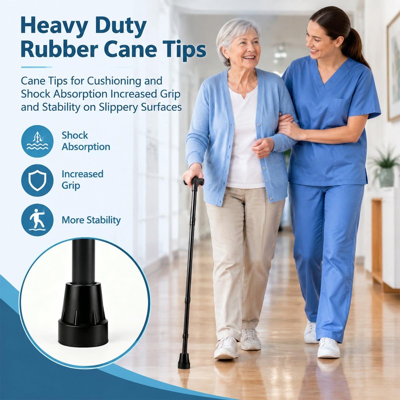 4PCS Rubber Cane Tips 3/4 Inch Heavy Duty Walking Cane
