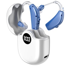 MLZTINGR Hearing Aids, Rechargeable with Advanced Noise Reduction, For Seniors & Mild to Moderate Hearing Loss, Up to 115dB, Beige & White