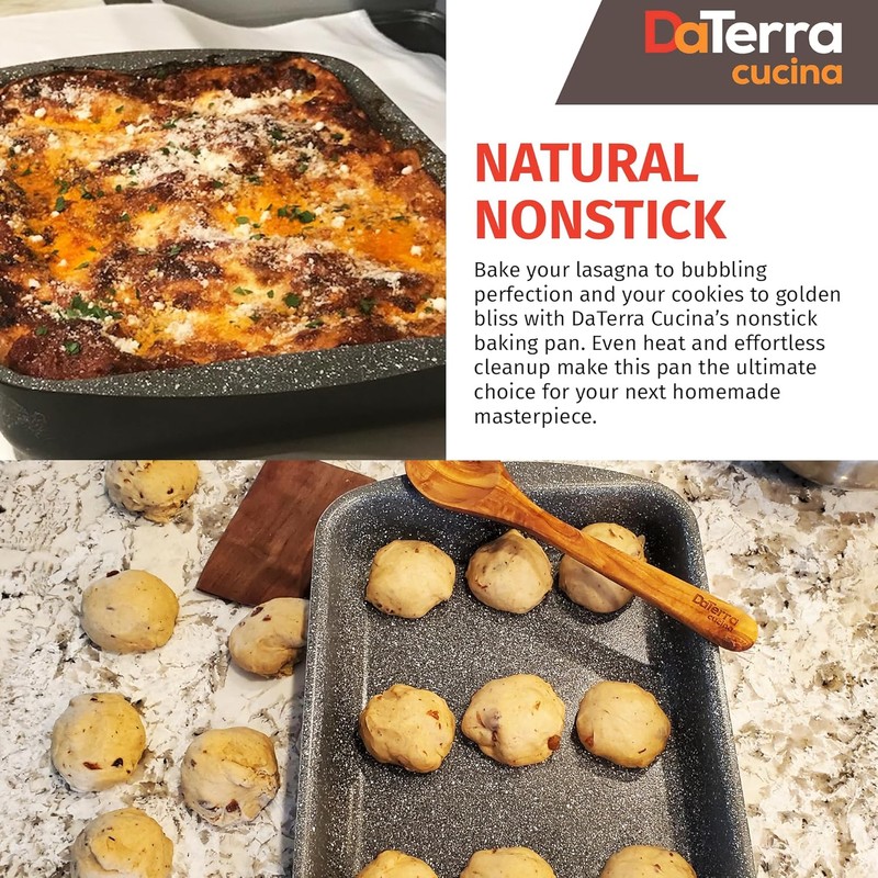 DaTerra Cucina Nonstick Roasting & Lasagna Pan – 16"x12"x3", Ceramic-Coated,