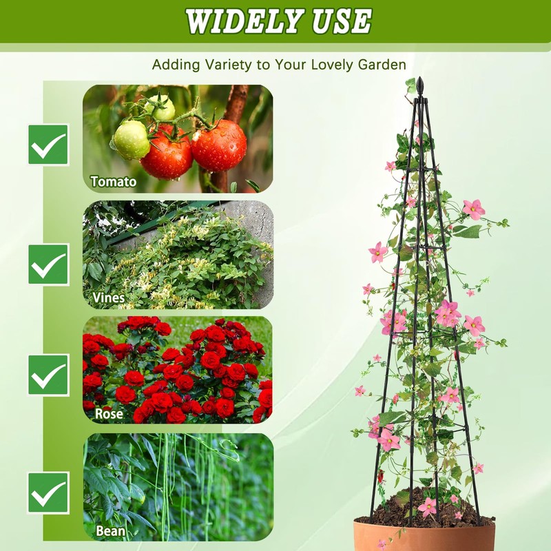 AlisisFores 2 Pack Garden Trellis for Climbing Plants Outdoor,63inch Tall