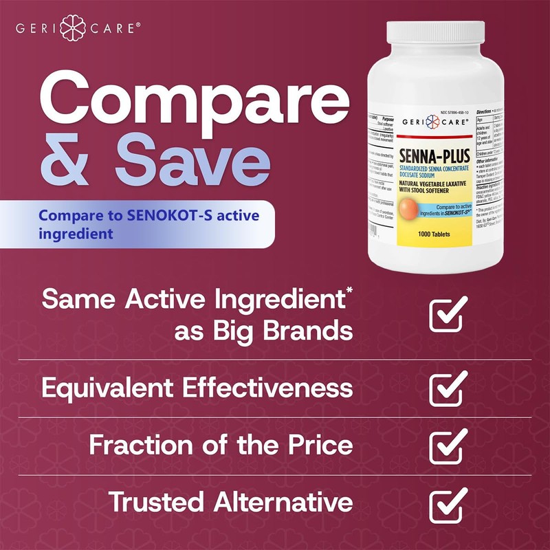GeriCare Senna Plus Laxative Tablets 50 mg / 8.6 mg