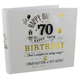 Signography 70th Birthday 4"x6" Photo Album Black and Gold Design FL29970